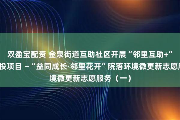 双盈宝配资 金泉街道互助社区开展“邻里互助+”公益微创投项目 —“益同成长·邻里花开”院落环境微更新志愿服务（一）
